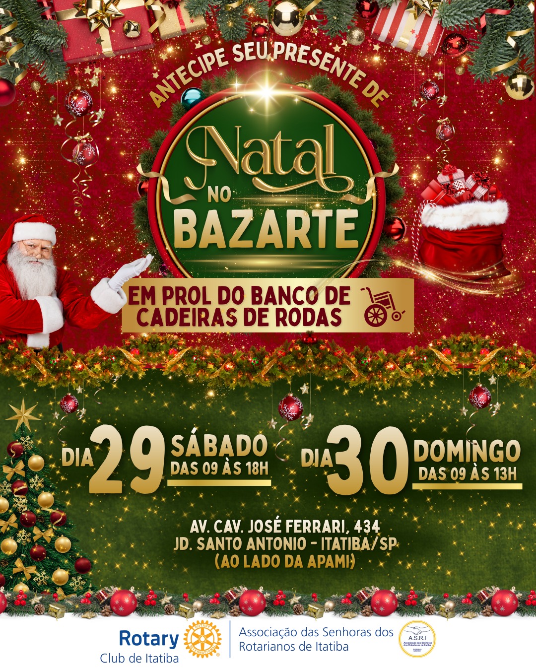 Natal no BazArte reúne solidariedade e boas compras em prol do Banco de Cadeiras de Rodas